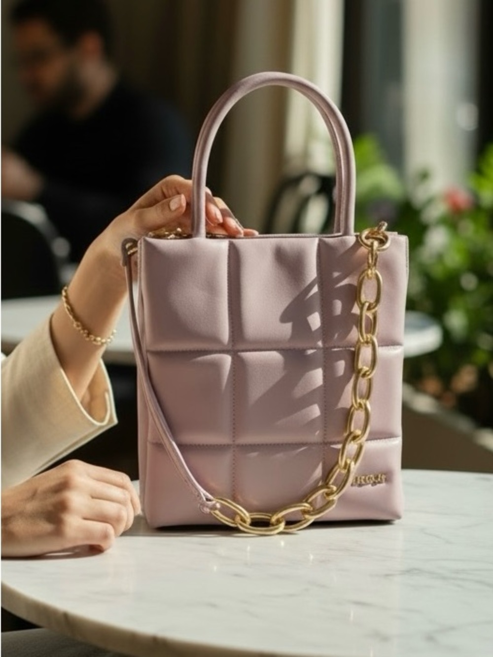 NWT House of Want Pink Quilted Satchel Shoulder Bag Vegan Leather Top Handle NEW